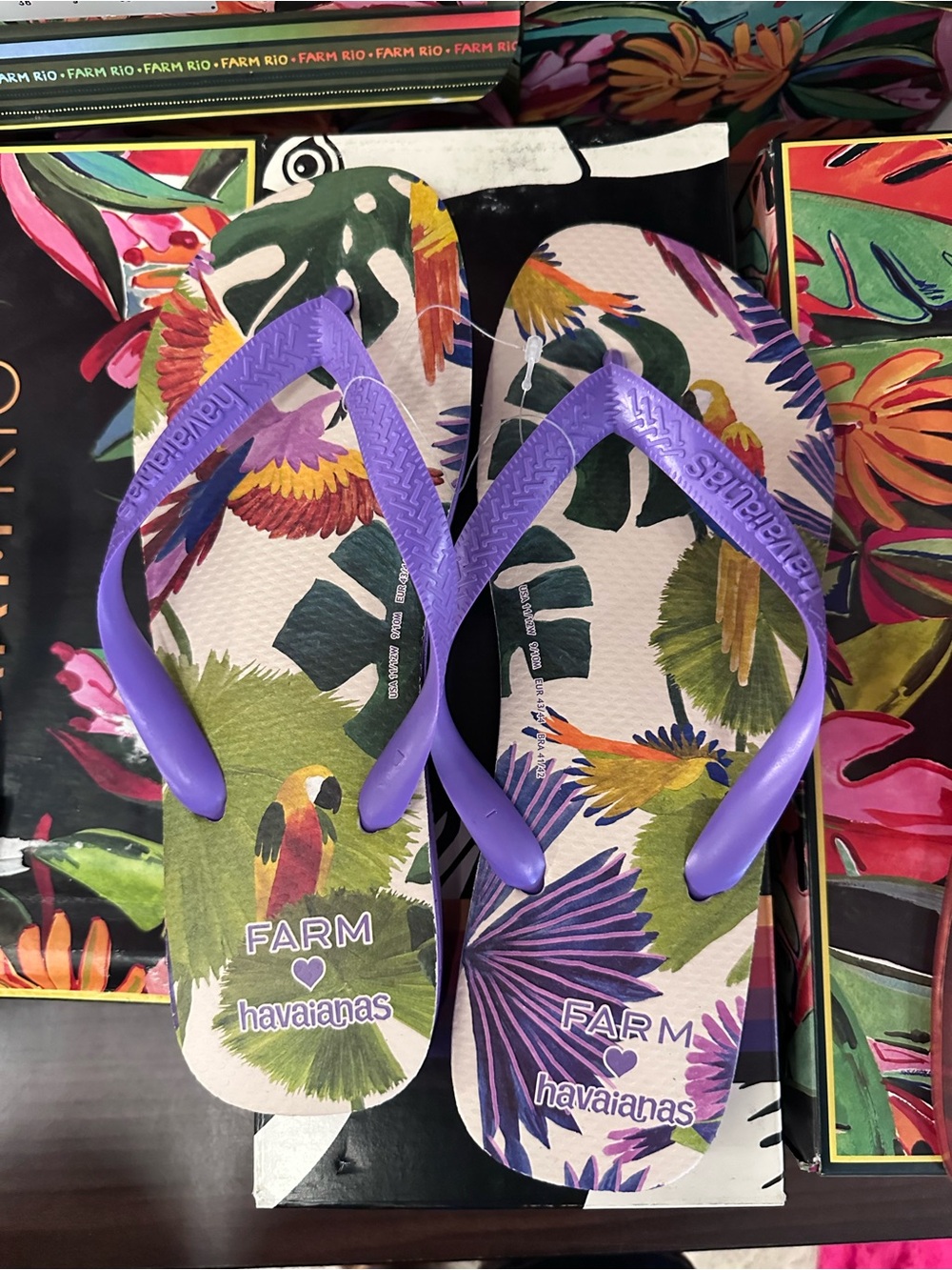 Farm Rio Passaros Pintados Havainas Flip Flops Sandals - purple